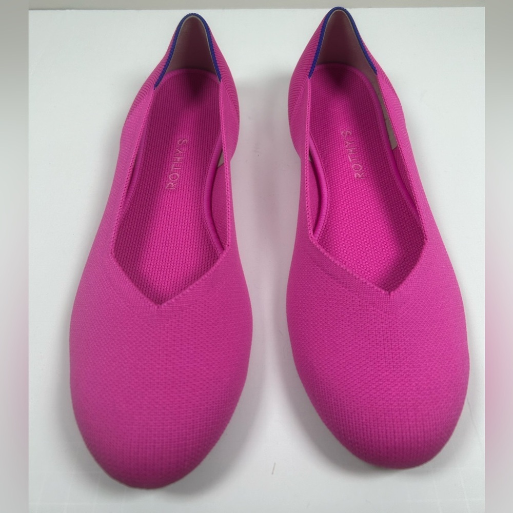 Rothy's Fuchsia Flats with Blue Trim Dragón Fruit - Picture 2 of 11